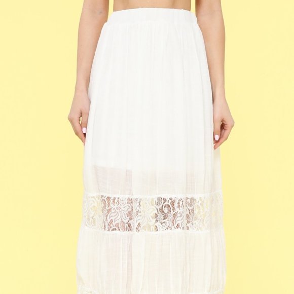 White Lace Detail Maxi Skirt - Picture 7 of 7